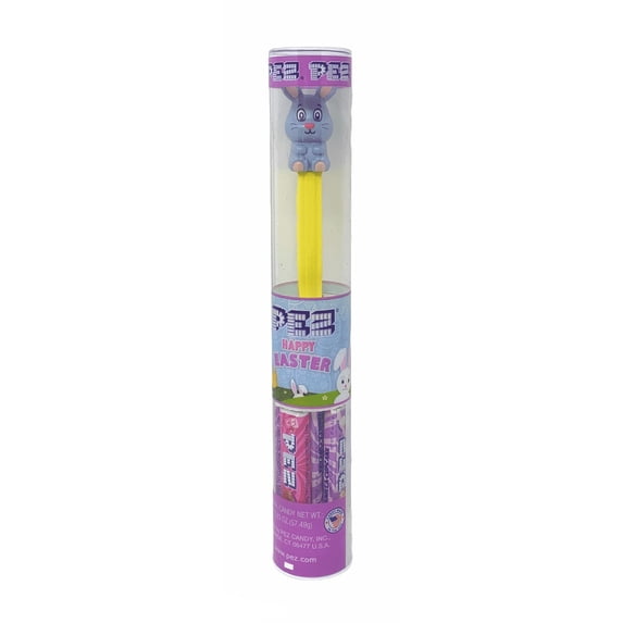 PEZ Easter Dispensers and Candy Holiday Tubes, Gray Easter Bunny, 7 Packages of Candy Refills