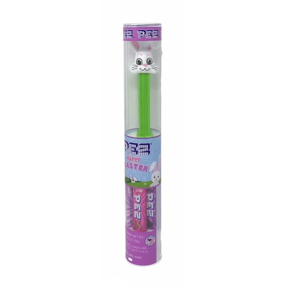 PEZ Easter Dispensers and Candy Holiday Tubes White Bunny with Green Stem 7 Packages of Candy Refills