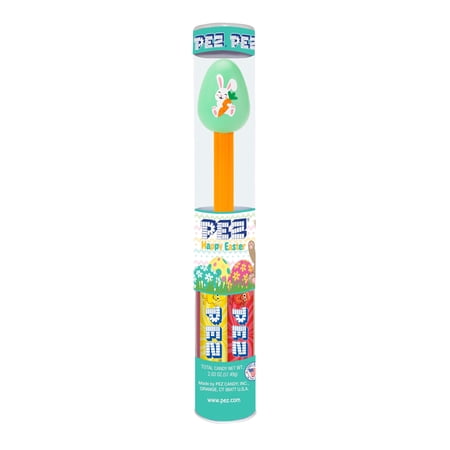 PEZ Easter Egg Tube,1 Candy Dispenser Plus 7 Rolls Assorted Candy,1 Count, 2.03 oz