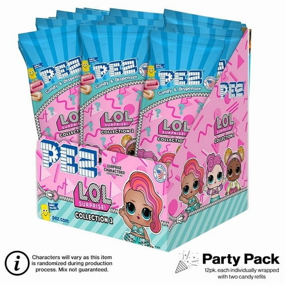 PEZ LOL! Surprise Mystery Candy Dispenser - 12 Count Display Pack