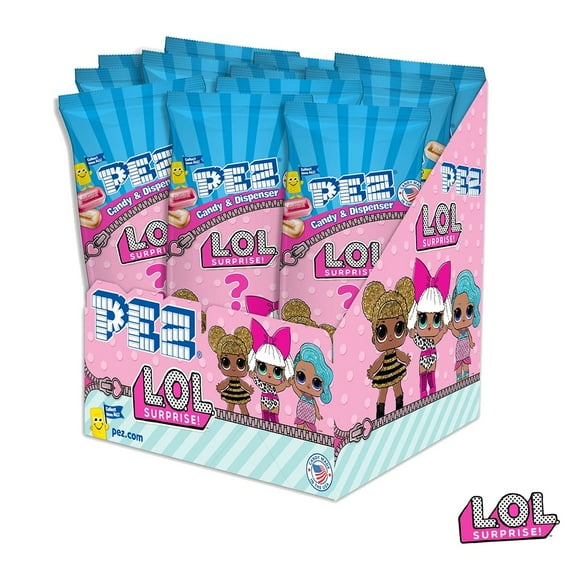 PEZ LOL! Surprise Mystery Candy Dispenser - 12 Count Display Pack