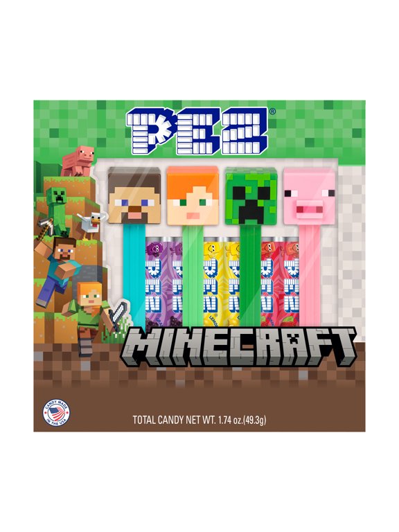 Minecraft Boxed Gift Set, 4 Candy Dispensers Plus 6 Candy Rolls, 1.74 oz.