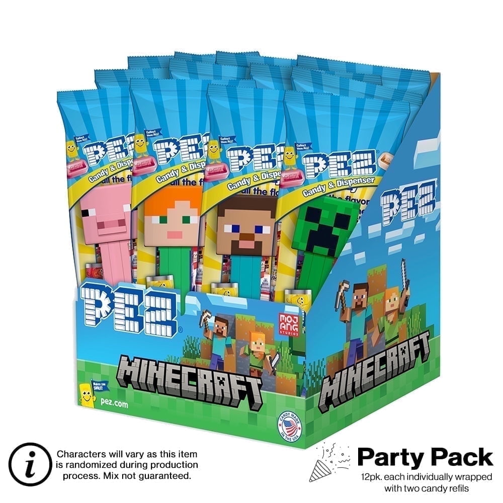 PEZ Minecraft PEZ Party Pack, 12 Pack - Each Individually Wrapped, 6.96 oz.