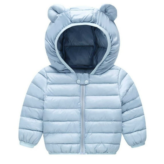 PEZHADA Fashion Kids Coat Boys Girls Thick Coat Padded Winter Jacket Clothes Down Jacket Sky Blue