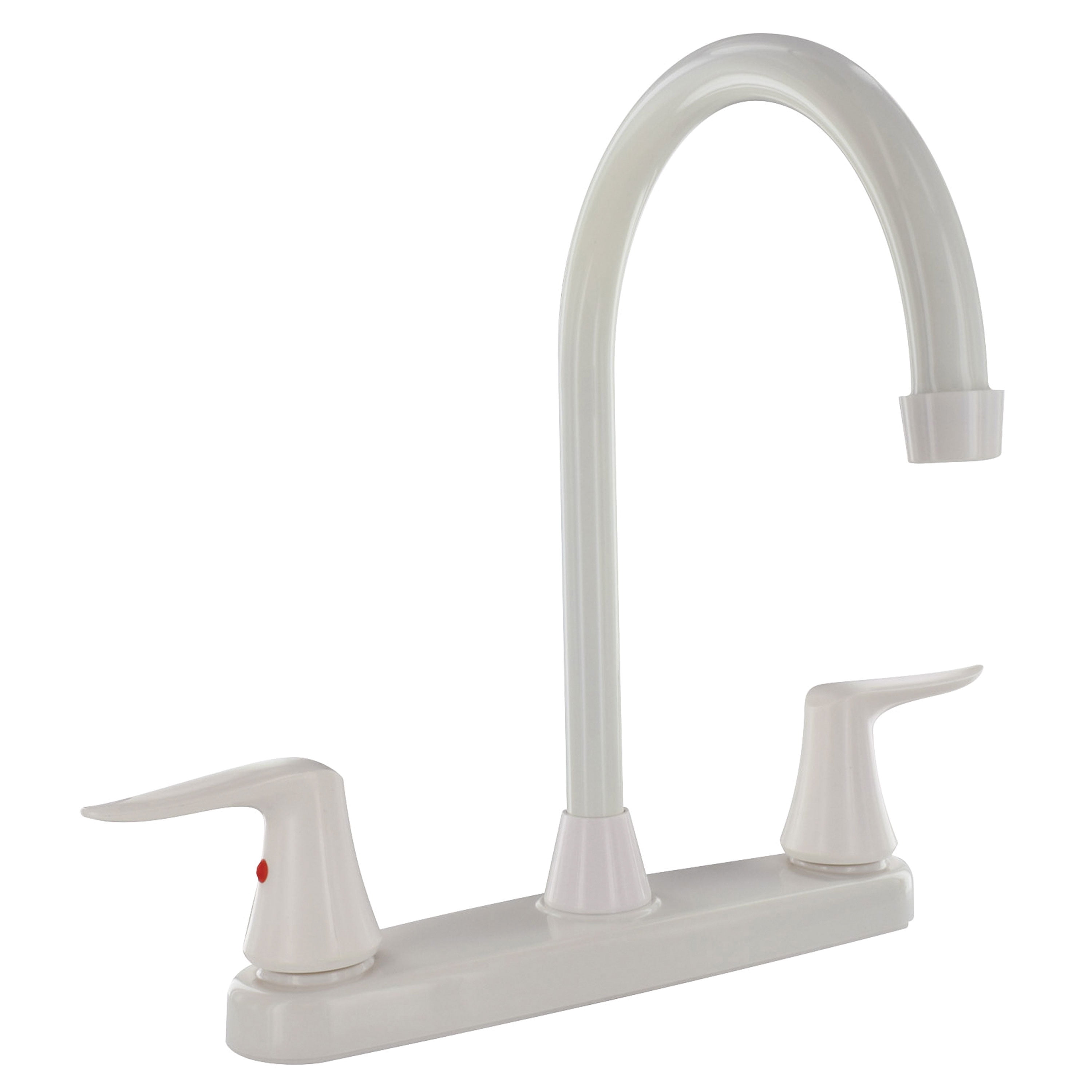 White Dual-Handle Hi-Arc Spout Deck Faucet for RVs