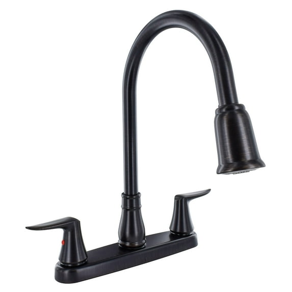 PF221503 Faucet 8" Deck Rubbed Bronze Hi-Arc Spout Pull-Down 2-Handle