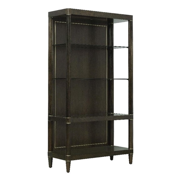 Asher Park Open Shelf Etagere in Piano Brown Wood by Pulaski Furniture
