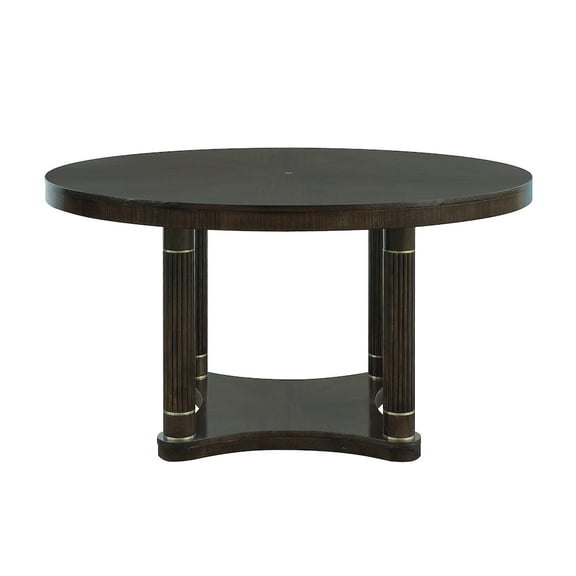 PFC Asher Park Round Dining Table, Piano Brown Finish