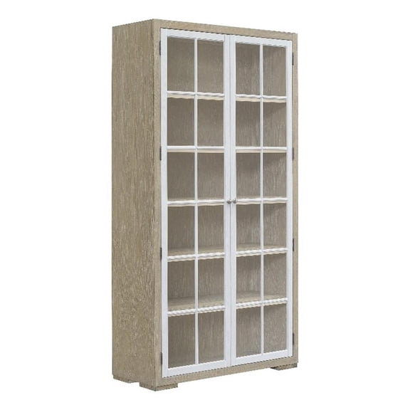 Contemporary 5-Shelf Glass Door Bookcase in Brown Wood by Pulaski Furniture