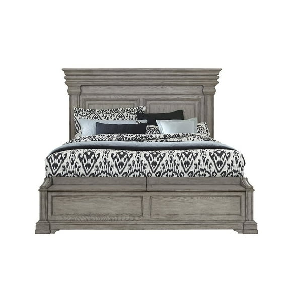 PFC Madison Ridge Queen Panel Bed with Blanket Chest Footboard in Heritage Taupe