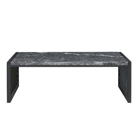 Modern Industrial Gray and White Stone Top Cocktail Table by Pulaski Furniture