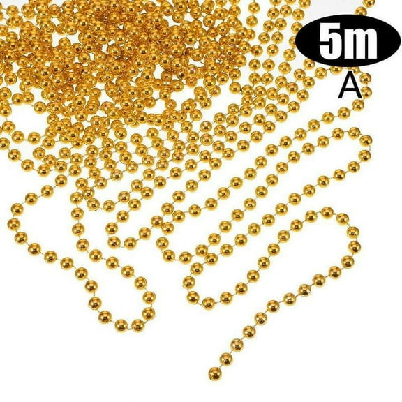 PFDDRW BEAD BALL CHAIN GARLAND CHRISTMAS TREE HANGING DECORATIONS XMAS DIY HOME PARTY (gold)