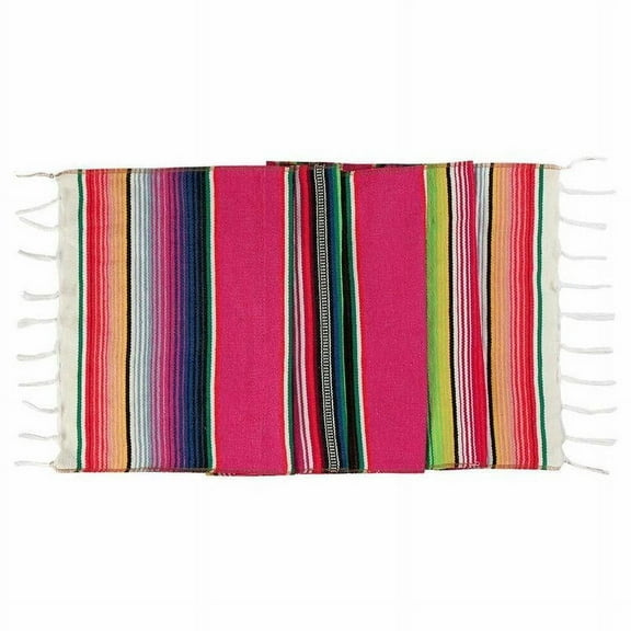 PFDDRW MeXican Serape Striped Table Runner Colorful Shawl Party For W9M9 Fi Deco (Rose red)