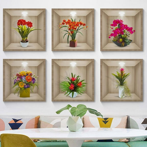 PFDDRW Self-adhesive 3D Wall Flower Decorative Painting PVC Decals DIY Stickers D614 (flower)