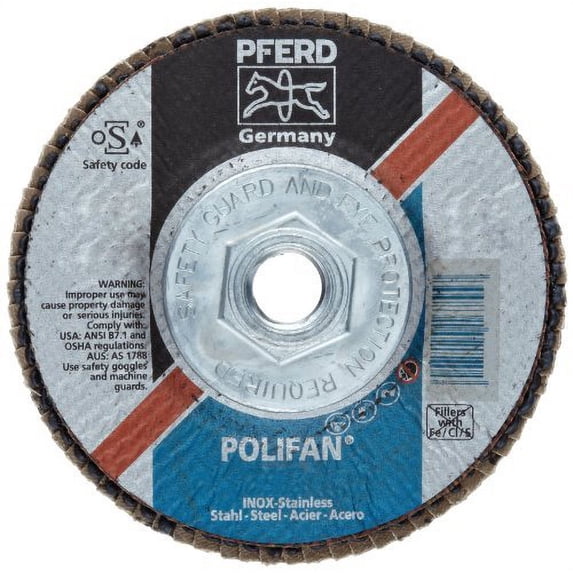 PFERD 62254 4-1/2 X 5/8-11 POLIFAN SG ALU OX FLAT 80G
