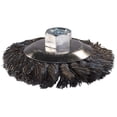 thumbnail image 1 of PFERD 82501 Power Knot Bevel Cup Brush, Threaded Hole, Carbon Steel Bristles, 4-1/2" Diameter, 0.020" Wire Size, 5/8"-11 Thread, 15000 Maximum RPM, 24 Knots, 1 of 1