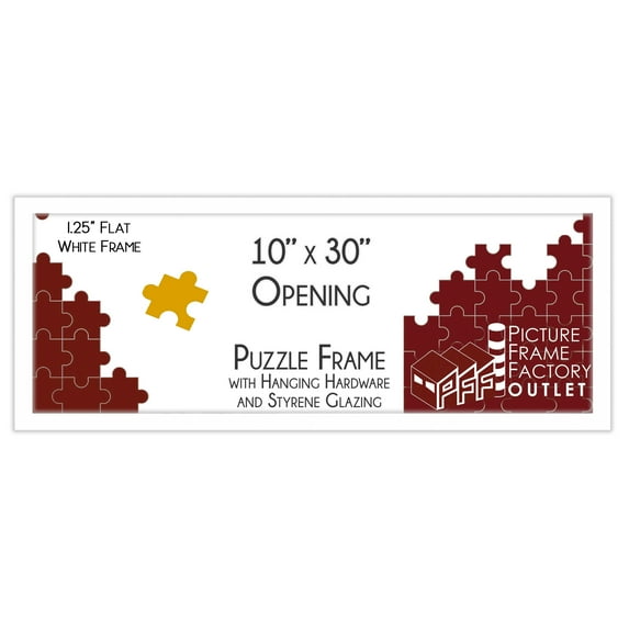 PFF PictureFrameFactoryOutlet - 10x30 Inch - Premium 1.25" White Profile - Picture Frame for Artwork, Puzzles, Photos, Certificates