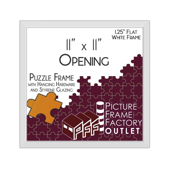 PFF PictureFrameFactoryOutlet - 11x11 Inch - Premium 1.25" White Profile - Picture Frame for Artwork, Puzzles, Photos, Certificates