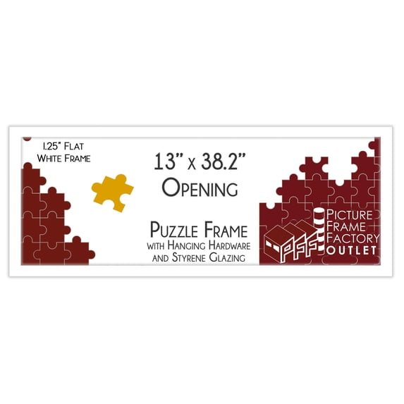 PFF PictureFrameFactoryOutlet - 13x38.2 Inch - Premium 1.25" White Profile - Picture Frame for Artwork, Puzzles, Photos, Certificates