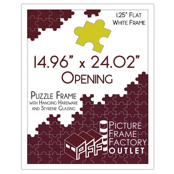 PFF PictureFrameFactoryOutlet - 14.96x24.02 Inch - Premium 1.25" White Profile - Picture Frame for Artwork, Puzzles, Photos, Certificates