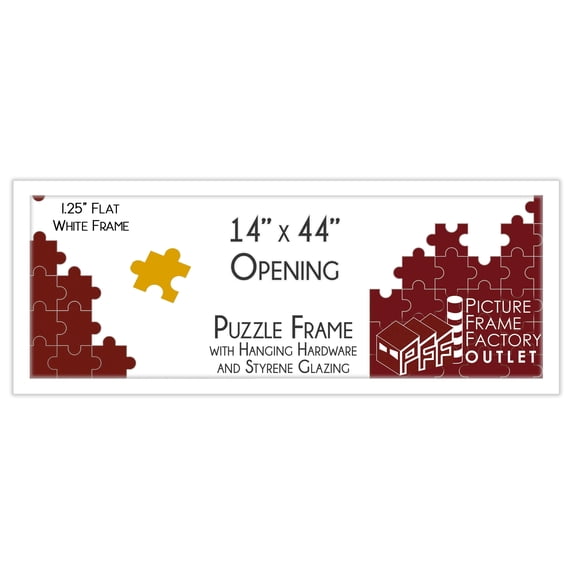 PFF PictureFrameFactoryOutlet - 14x44 Inch - Premium 1.25" White Profile - Picture Frame for Artwork, Puzzles, Photos, Certificates