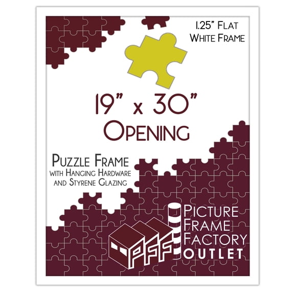PFF PictureFrameFactoryOutlet - 19x30 Inch - Premium 1.25" White Profile - Picture Frame for Artwork, Puzzles, Photos, Certificates