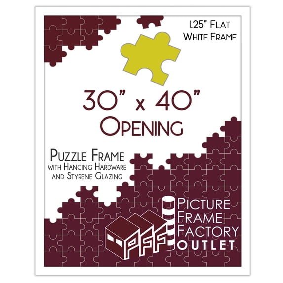 PFF PictureFrameFactoryOutlet - 30x40 Inch - Premium 1.25" White Profile - Picture Frame for Artwork, Puzzles, Photos, Certificates