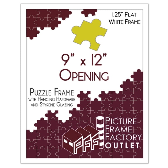 PFF PictureFrameFactoryOutlet - 9x12 Inch - Premium 1.25" White Profile - Picture Frame for Artwork, Puzzles, Photos, Certificates
