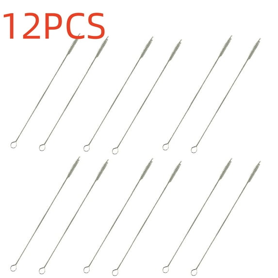 PFFRIZ 12 Pcs Reusable Stainless Steel Drinking Straws Cleaning Brush Clearance(6.9in)