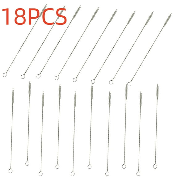 PFFRIZ 18 Pcs Reusable Stainless Steel Drinking Straws Cleaning Brush Clearance(6.9in)