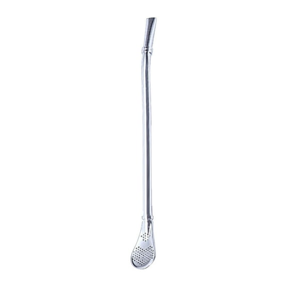 PFFRIZ 1PC Stainless Steel Straw Spoon Dual Purpose Coffee Beverage Stirring Spoon, Milk Tea Filtering Straw Spoon Clearance(XL-21x2.1cm)