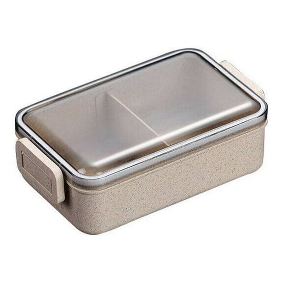 PFFRIZ Bento Box, Wheat Straw 2-In-1 Compartment Japanese Lunch Box with Spoon and Fork, 1 Tier Stackable Lunch Containers for Adults Clearance