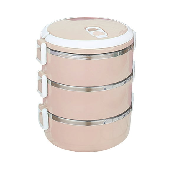 PFFRIZ Thermal Lunch Box, 3 Laye 2100ml, Stackable Hot Food Insulated Box Stainless Steel Round Lunchbox Sealed Food Containers Vintage Lunch Clearance