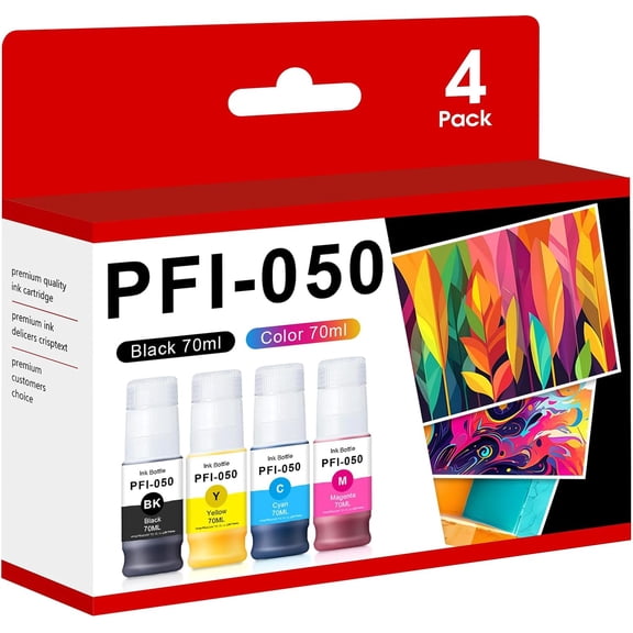 PFI-050 PFI 050 Pigment Ink Bottles Refill Set Replacement for Canon Ink Tank 050 PFI-050 PFI050 70ML for Canon PFI 050 Ink Compatible with imagePROGRAF TC-20 TC-20M