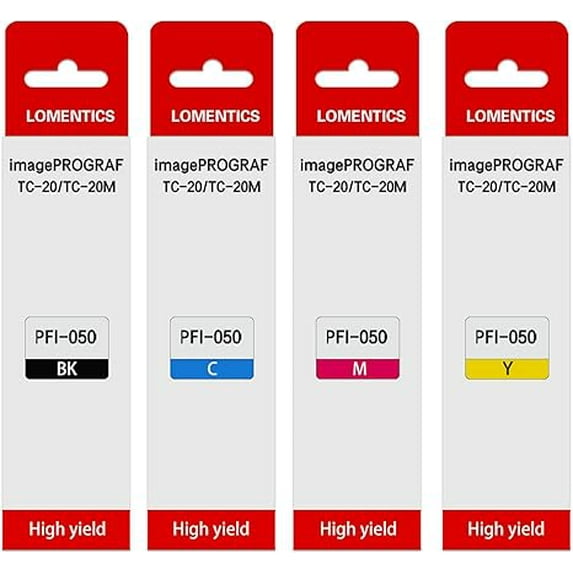 PFI-050 Pigment Ink Tank 70ML (4-Pack, Black Cyan Magenta Yellow) PFI-050 PFI050 Ink Cartridge Compatible for Canon imagePROGRAF TC-20 TC-20M Printer