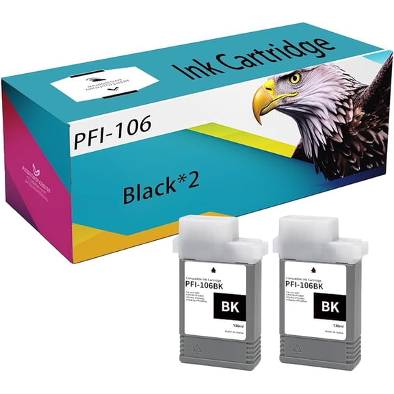PFI-106 Ink Cartridges Compatible for Canon IPF6400 6400S 6410 6450 6460 6410s IPF6400S IPF6410 IPF6450 IPF6460 IPF6410s Printer, High Yield 2600 Pages