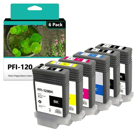 PFI-120 Ink Cartridges Replacements for Canon Ink 120 to Work with Image PROGRAF IPF TM-Series TM-200 TM-205 TM-300 TM-305 Printers 6-Pack