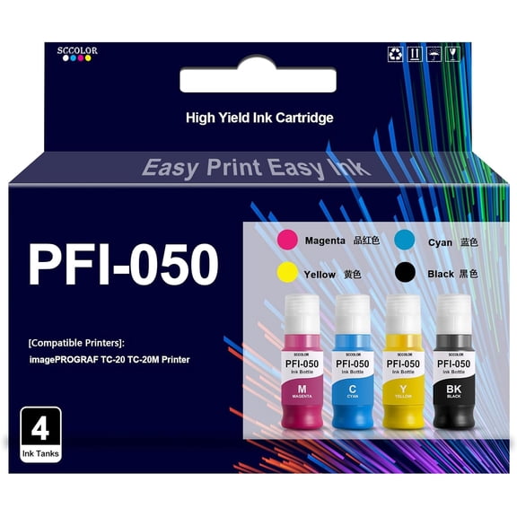 PFI050 PFI-050 Ink Refill PFI-050 BK PFI-050C PFI-050M PFI-050Y Ink Bottle Replacement for Canon imagePROGRAF TC-20 TC-21 TC-20M TC-21M Printer Ink