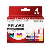 PFI050 Pigment Ink Tank Set 70ML Replacement for PFI-050 Ink Bottle Compatible with Canon imagePROGRAF TC-21/21M & TC-20/20M Large Format Printers4 Pack, Black, Cyan, Magenta, Yellow