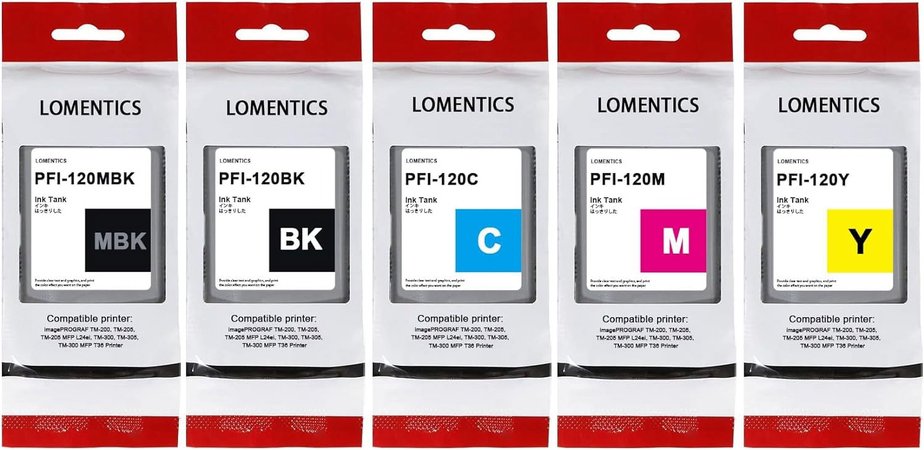 PFI120 130-ml Ink Tank (5-Pack, Matte Black, Cyan, Magenta, Yellow ...