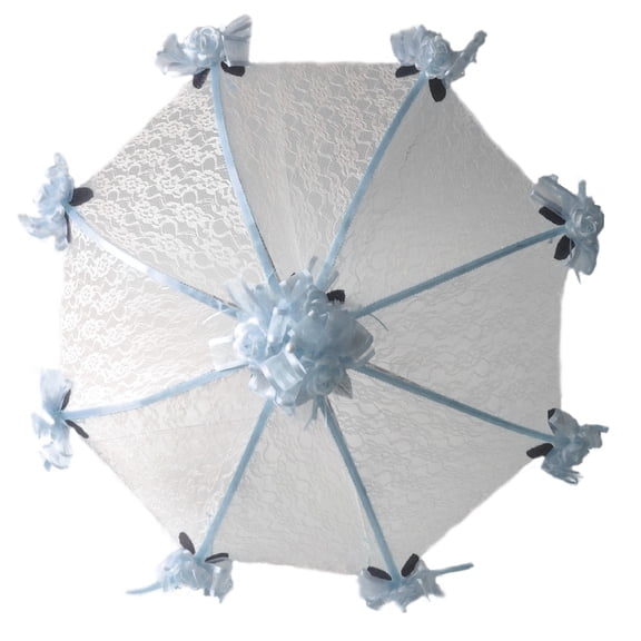 PFP 32" Bridal Shower Wed Light Blue Roses Umbrella Parasol