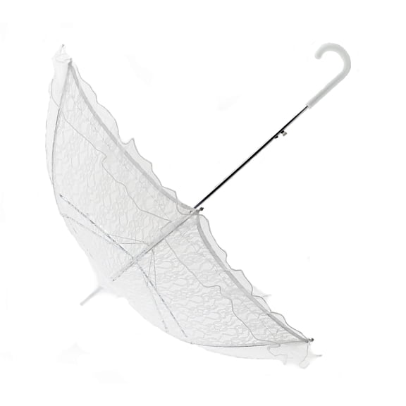 PFP 32" White Lace and Organza Baby or Bridal Shower Umbrella