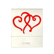 PFP 50 White 20 Strike Matches with Printed Hearts in Red Matchbooks for Wedding, Anniversary, Birthdays etc