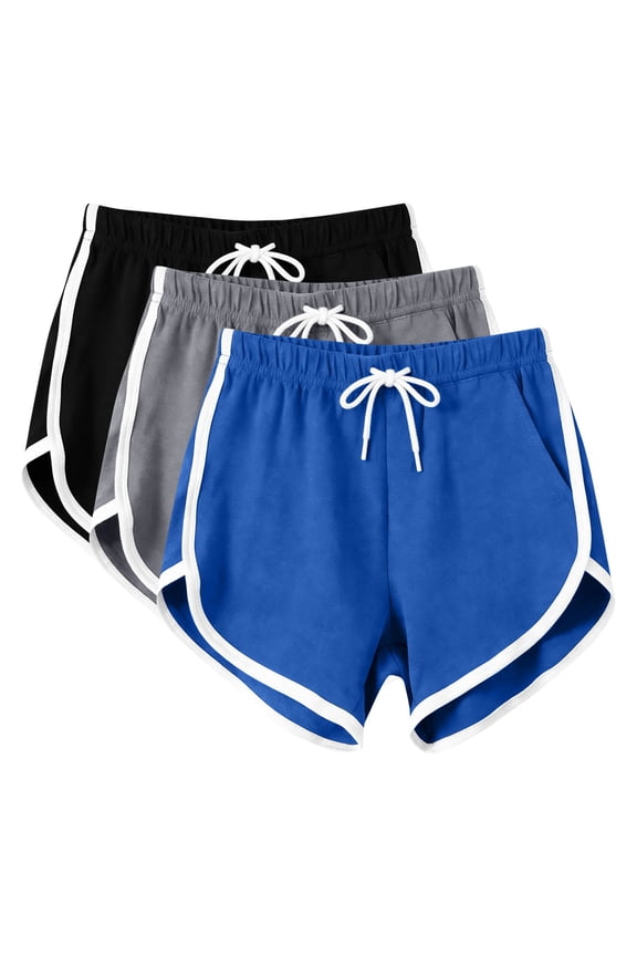 3 Pack Shorts for Women,Summer Soft Drawstring Comfort Workout Shorts with Pockets