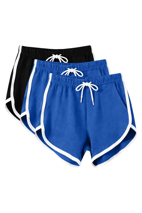 3 Pack Shorts for Women,Summer Soft Drawstring Comfort Workout Shorts with Pockets