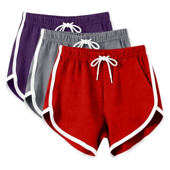 PFRNLF 3 Pack Shorts for Women,Summer Soft Drawstring Comfort Workout Shorts with Pockets