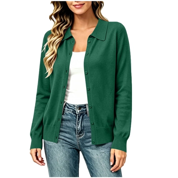 PFRNLF Cardigans for Women Casual Lightweight Long Sleeve Lapel Collar Button Down Knit Cardigan Sweaters