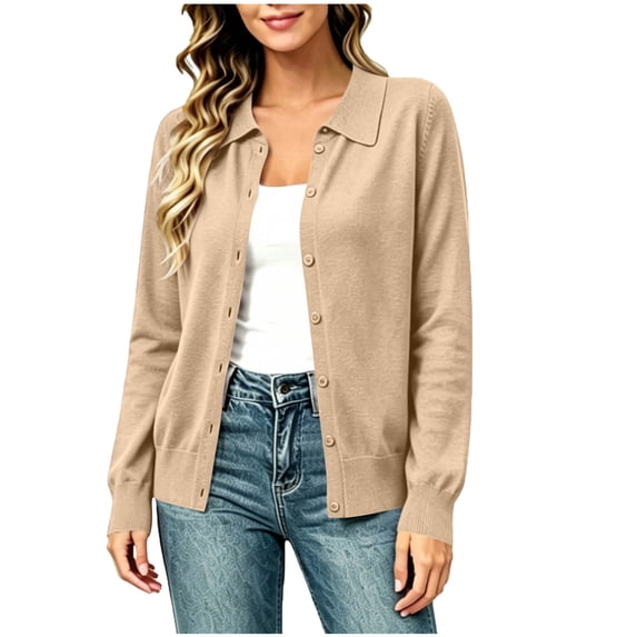 PFRNLF Cardigans for Women Casual Lightweight Long Sleeve Lapel Collar Button Down Knit Cardigan Sweaters