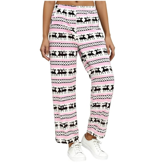 PFRNLF Christmas Pajama Pants for Women, Comfy Fuzzy Pj Bottoms with Pockets Fluffy Fleece Sleepwear Pants