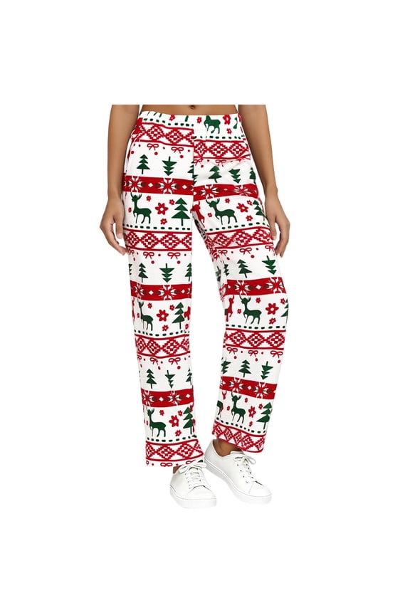 Christmas Plush Pajama Pants for Women Warm Soft Fluffy Sleep Pants Comfy Fuzzy Lounge Fleece Bottoms